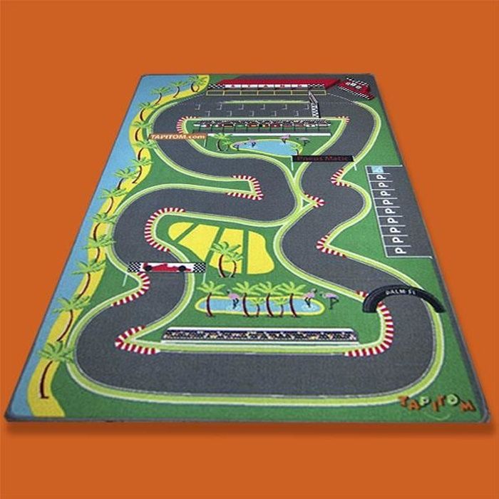 Tapis jeu enfant [130 X 200 cm] - TAPITOM® - Circuit de voiture de course (Formule 1 , route pour F1)