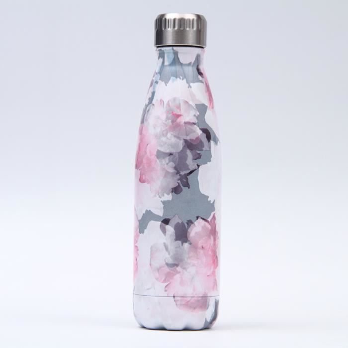 Bouteille d'eau en Acier Inoxydable Fleur Imprimé Thermos 500ml Double Paroi Isolée sous Vide Gourde Isothermes - Style 127