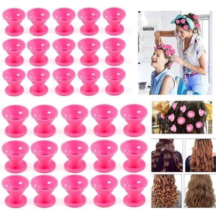 DC21677-30pcs Bigoudis Magiques Silicone Bigoudis Flexibles Rouleaux Cheveux Coiffure des Cheveux Outils de Coiffure Salon Roller
