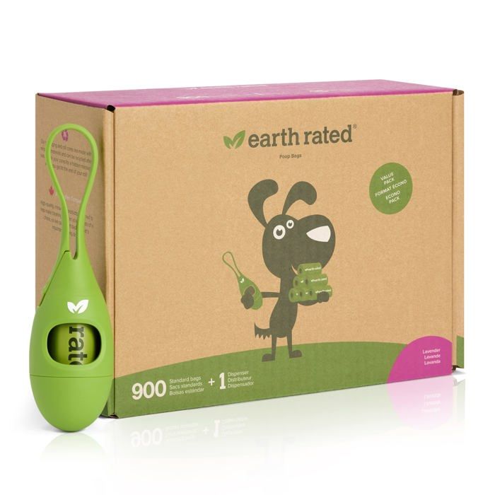 Meilleurs prix pour Sac à déjections - Earth Rated - BIOSINGLE60 - Parfumé à la lavande - 100% étanche - 22x33 cm