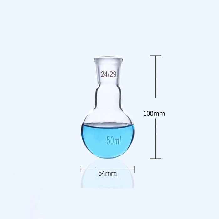 Flacone In Vetro Boro Laboratorio &ndash; Collo Lungo Fondo Rotondo, 25ml-1000ml, Con Giunti 19/26 O 24/29