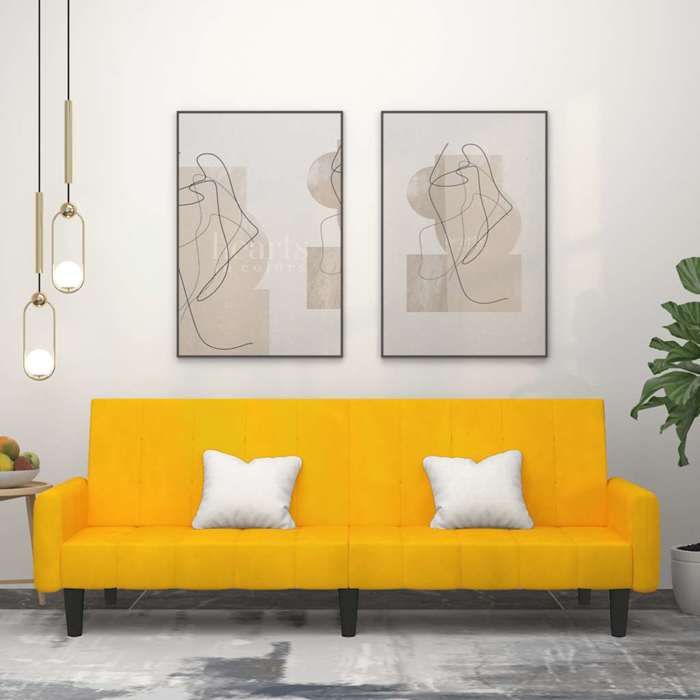 vidaXL Canapé-lit 2 places jaune velours 375781