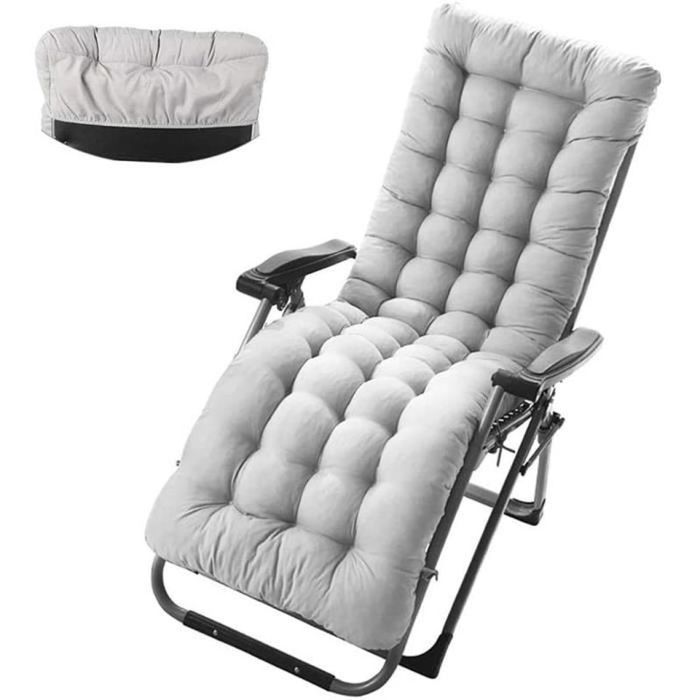 Coussin De Chaise Longue 170 X 53 X 8 Cm – Rembourrage Polyester – Avec Sangles Antidérapantes – Pour Jardin, Plage, Terrasse
