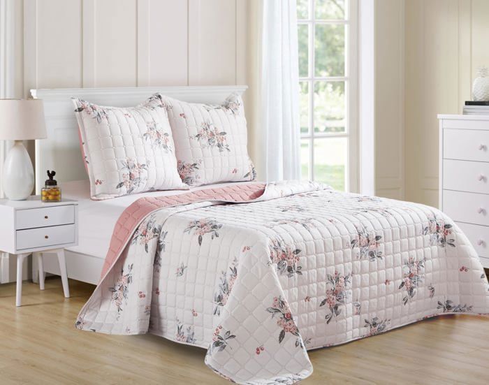 Couvre-lit matelassé - B-2-205 - 220x240cm - 100% Coton - Rose - 2