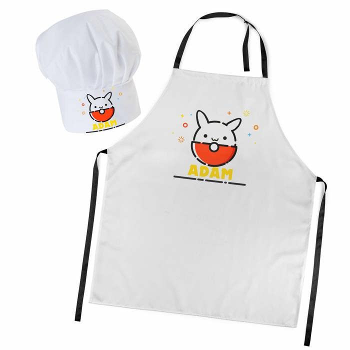 Toque De Cuisinier Personnalisée Enfant - Avec Nom - Tablier Inclus - Ajustable (Tour De Tête 50-58 Cm)