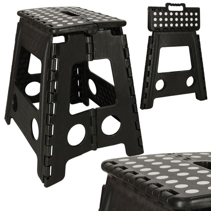 Tabouret pliant antidérapant 39 cm noir