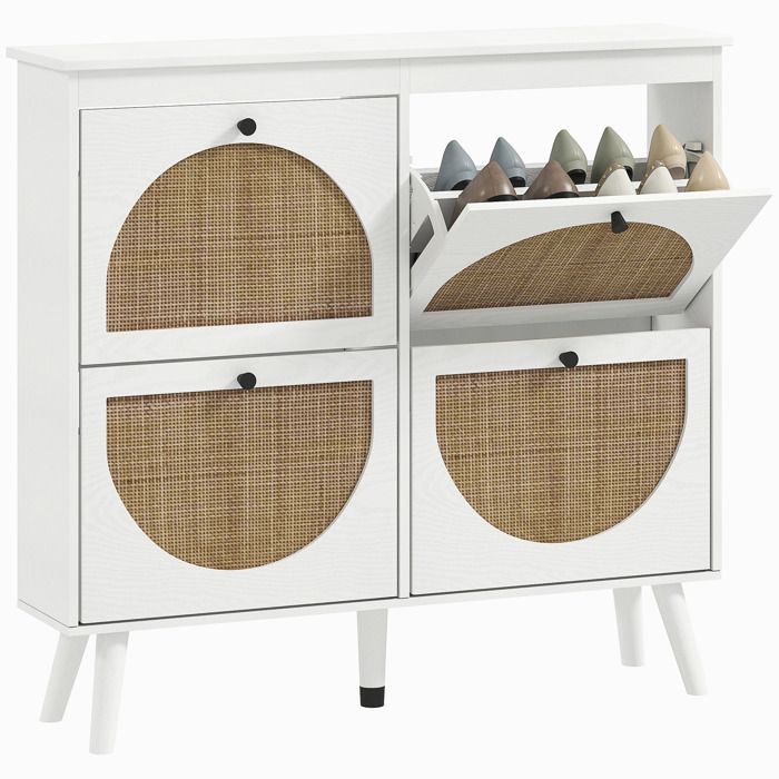 HOMCOM - Meuble à chaussures - Panneau de particules - 105x24x97.5cm - blanc