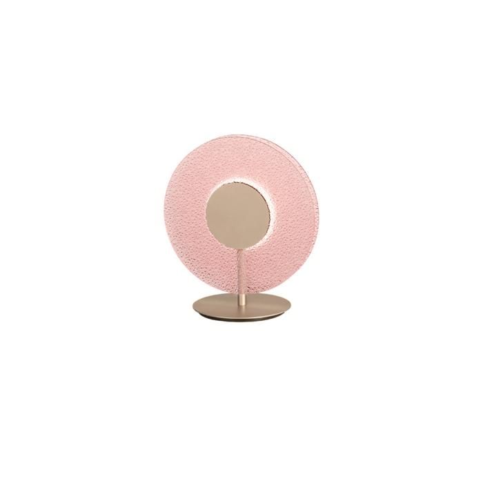 Lampe de table LED CANDY 30x33 cm en métal doré et verre grain rose