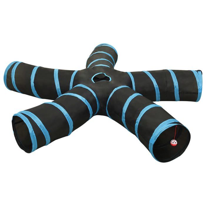 Comparer les prix de Tunnel pour chats à 5 voies 25 cm polyester noir et bleu 02_0005160
