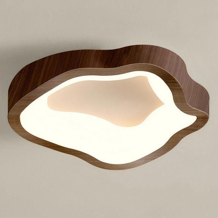 WOTTES Plafonnier LED Style Moderne - 14W Blanc chaude IP54 Imperméable Lampe de Plafond Pour Salon Couloir - 1pcs Noyer Ø23CM