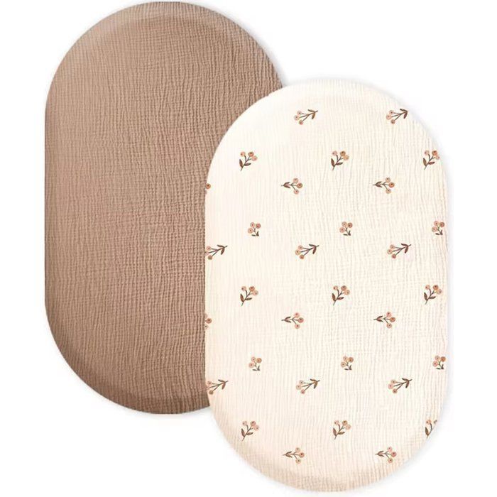 Drap-housse hydrophile - 2 pièces Pour berceau poussette motif fleurs beige crème 80x40cm housse matelas langer - Coule Étiquette
