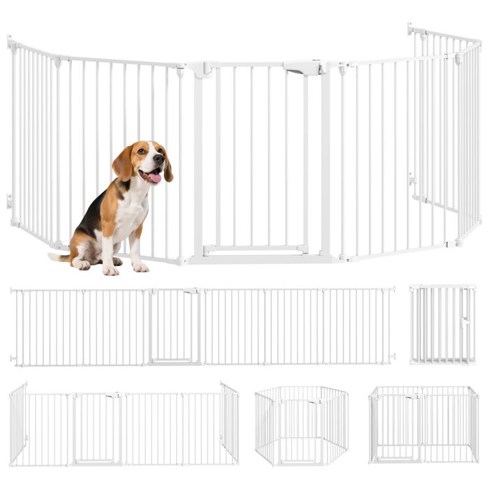 Comparer les prix de Barrière de sécurité chien - parc enclos pour chien et enfant - PawHut - pliable et modulable 6 panneaux - 61 x 75 cm - blanc