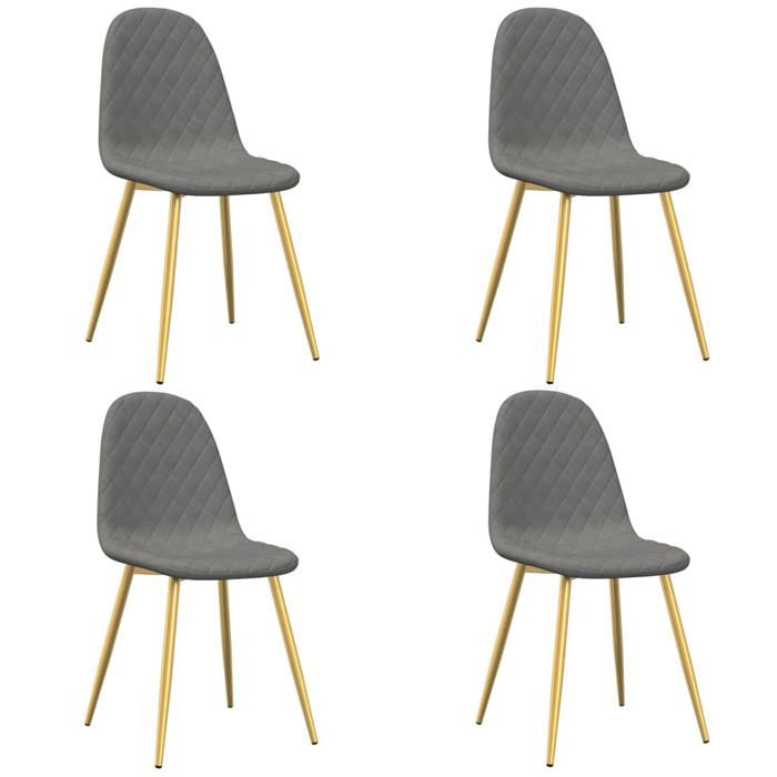 Chaises de salle à manger - CLARENCE - Lot de 4 - Gris clair - Velours - 45x53 5x83 cm - Pieds chromés dorés