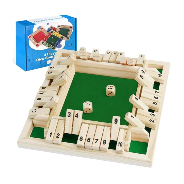 Jeux De Dés En Bois Jeu En Bois Shut The Box Pour 4 Joueurs - Avec 8