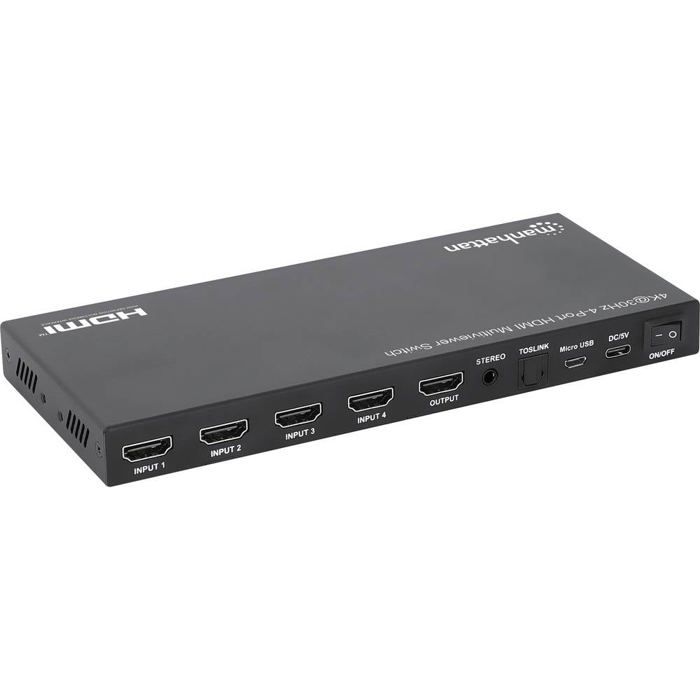 Manhattan Switch HDMI boîtier métallique avec télécommande Mode multi-vues Montage en rack possible compatible avec