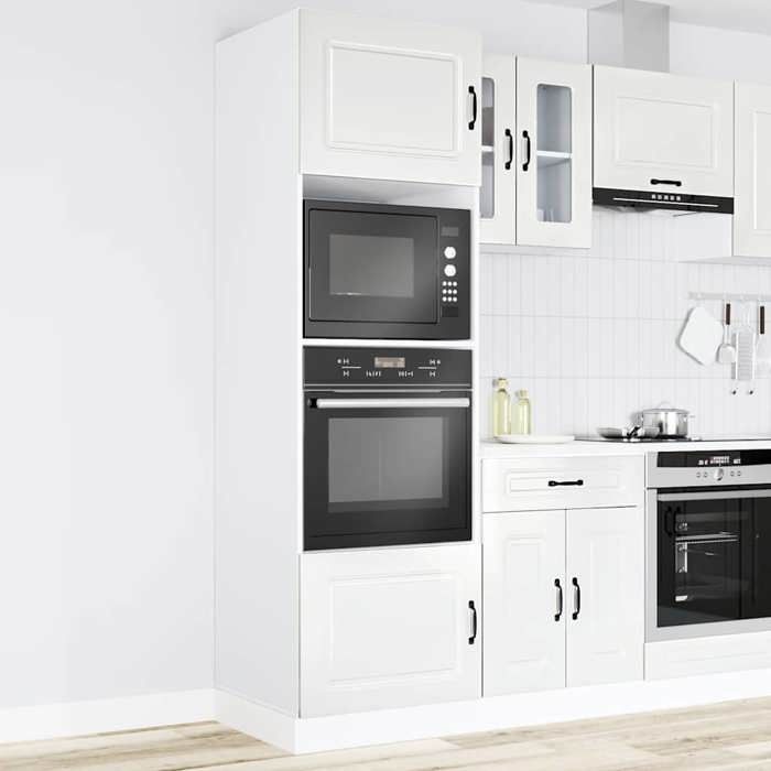 SOLOMOON@ Colonne cuisine - Armoires de four 2 pcs - MODERNE Armoires de four 2 pièces Kalmar Bois dingénierie - Blanc brillant -