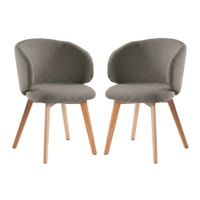 CALICOSY - Lot de 2 Chaises en tissu et pieds en hêtre H79 cm - SOLENE - Marron CALICOSY - Lot de 2 Chaises en tissu et pieds en hêtre H79 cm - SOLENE - Marron