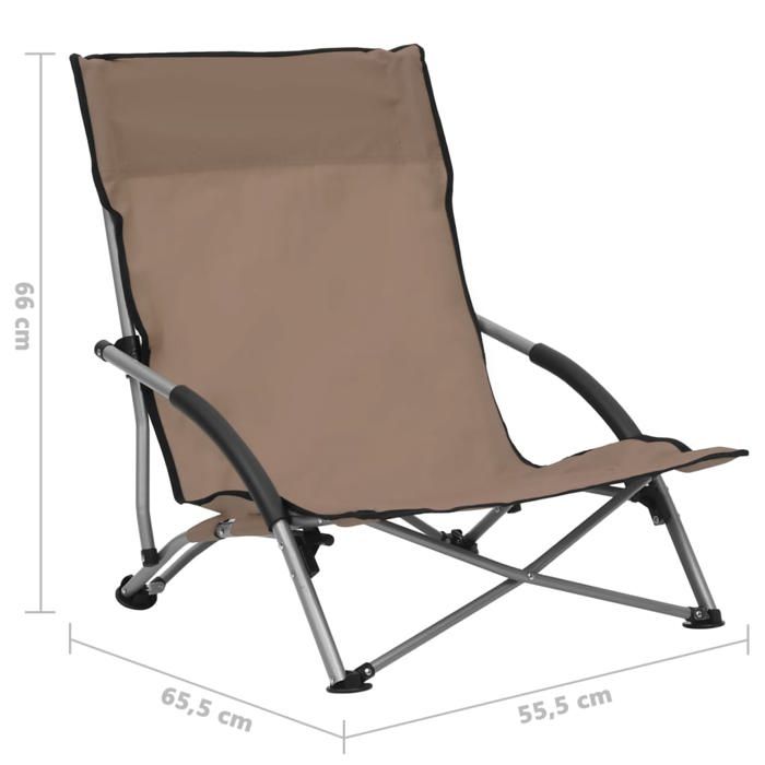 Mode Chaises de plage pliables CHEZ YIYI Set de 2 Fauteuil de relaxation élégant Taupe Tissu 55 5x65 5x66cm _20206786798