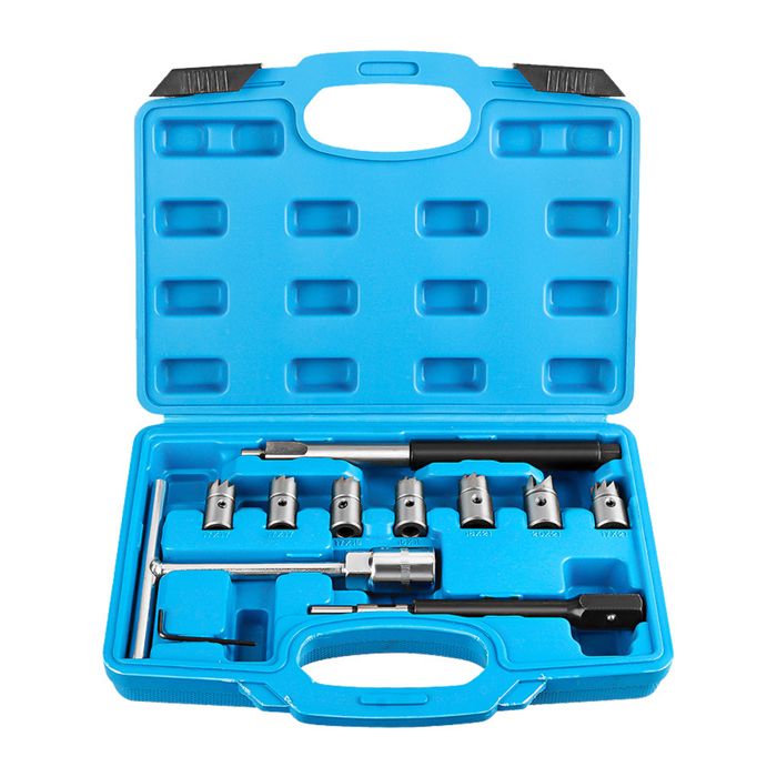 Kit 11 outils coupe-siège injecteur diesel compatible Mercedes BMW Ford alésoirs et clés de réparation