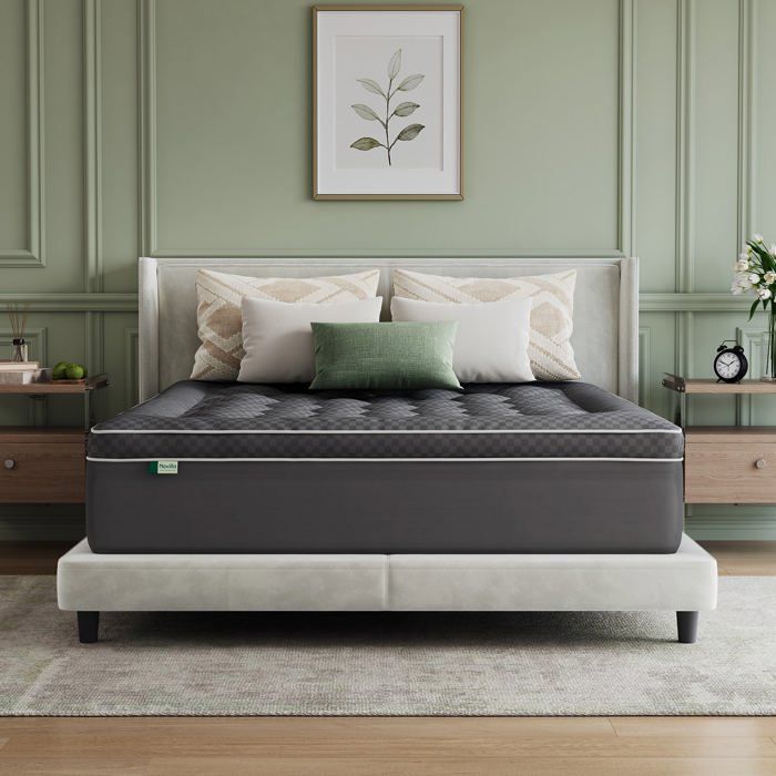 Novilla Surmatelas 140x190 cm - Épaisseur 5 cm - Matelassé Déperlant Effet Duvet - Bonnet Extensible 30 cm - Gris