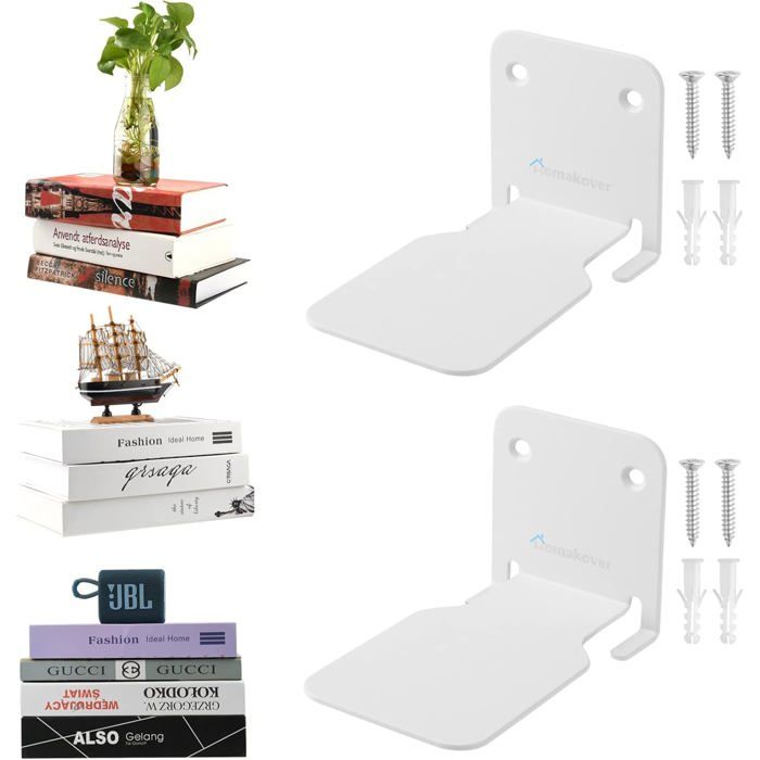 Étagère Murale Invisible Pour Livres En Fer Blanc Support Flottant Porte-Livres Mural Lot De 2 Fixations Incluses