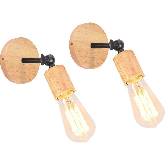Metal and Wood Wall Lights E27 Bedroom Bathroom Black Metal and Wood Wall Lights E27 Bedroom Bathroom Black