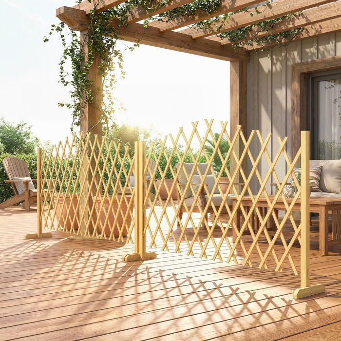 Lot de 2 panneaux de clôture de jardin extensibles en bois 180 x 30 x 103 cm naturel déco terrasse