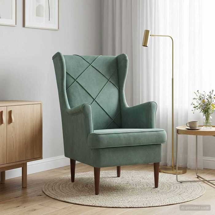 Fauteuil Vert Mer 65 x 79 x 100 cm en velours avec entretien facile pour Salon 738355