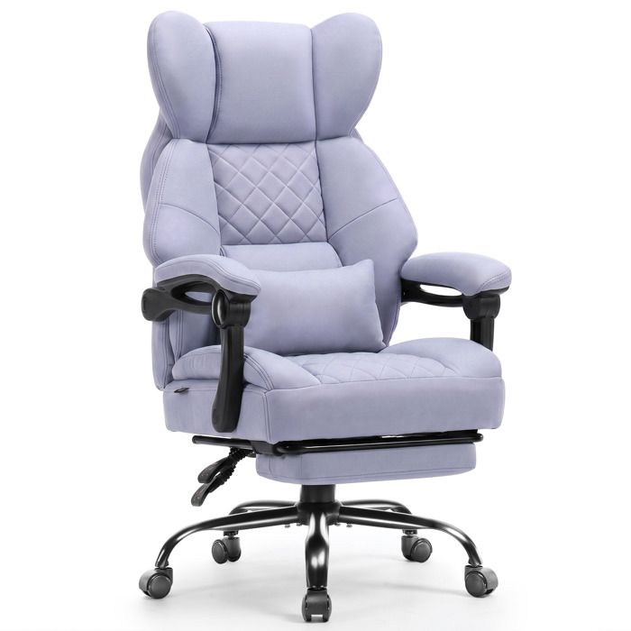 GTPLAYER Chaise de gamingavec repose pieds et soutien lombaireaccoudoirs reliéssiège à ressortsTissu