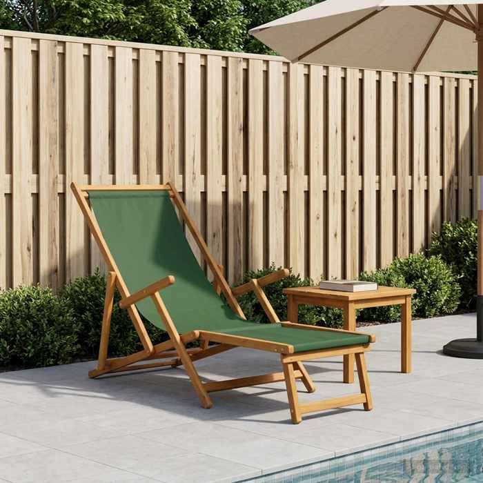 NEW 2026Chaise longue/Transat - pliante 3 Position Bois deucalyptus massif Vert 61 x 155 x 95 cm 8.2 kg FR13631