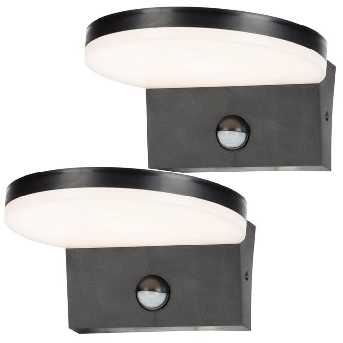 Applique murale dextérieur Rabalux détecteur de mouvement 9 W noire Batida lot de 2