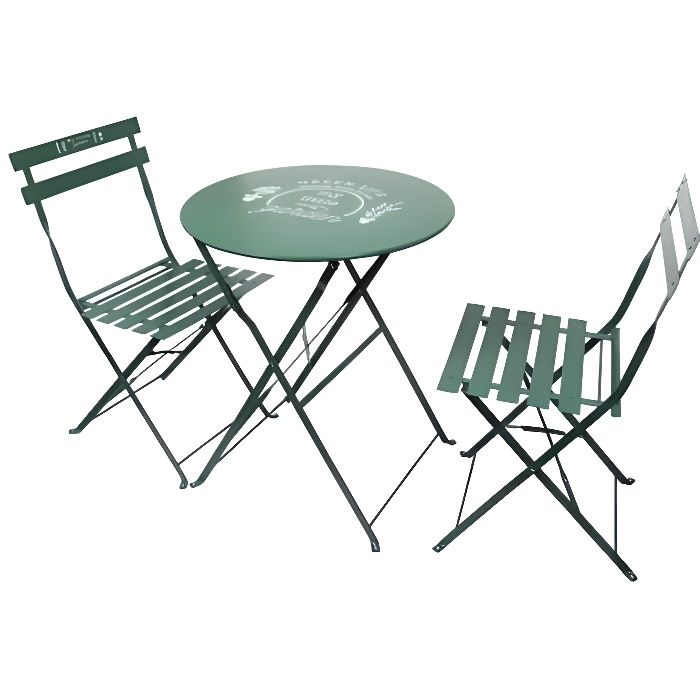 Table de jardin pliable avec 2 chaises - AC-DÉCO - Vert - Design - 2 personnes - Métal