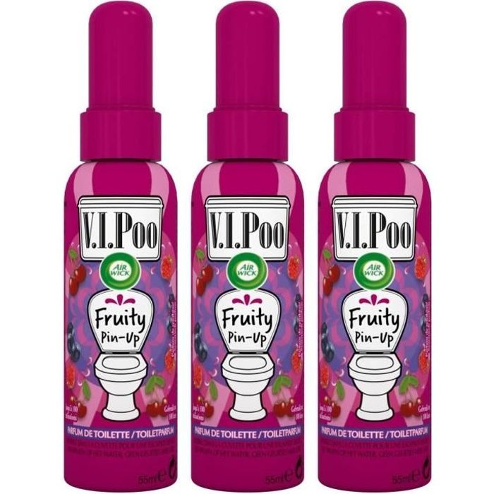Air Wick Desodorisant WC Spray V.I.Poo Anti Odeur Parfum Fruity Pin Up 55  ml, Lot de 3