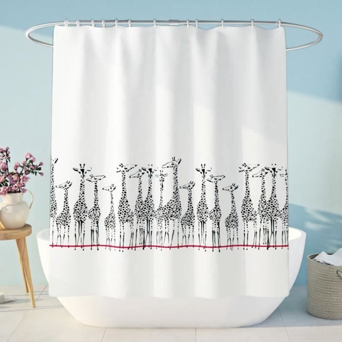 Rideau De Douche Floral Vintage 120x180 Cm - Tissu Polyester Imperméable, Lavable - Design Jardin Plantes Vert/beige