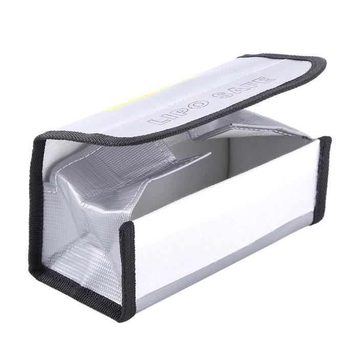 Sac De Protection Pour Batteries LiPo - Lot De 2 - 18,5x7,5x6cm - Ignifuge Et Anti-déflagration - Gris