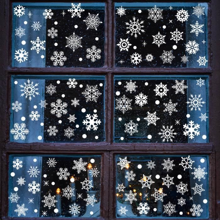 Autocollants Flocons De Neige GWAWG Pour Noël - 114 Pièces Amovibles PVC (10 Feuilles 30x20cm) - Décoration Fenêtre
