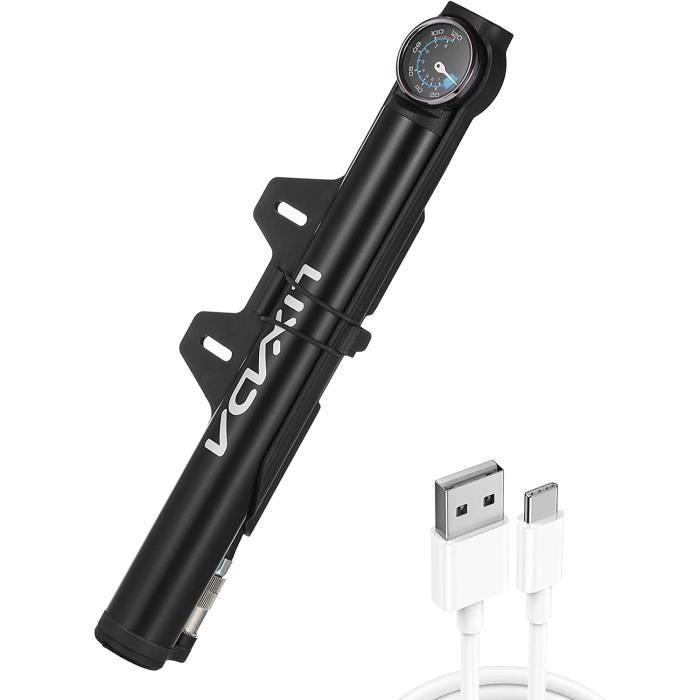Mini Pompe Vélo Électrique 120PSI Avec Manomètre - Portable Pour Presta Et Schrader Mini Pompe Vélo Électrique 120PSI Avec Manomètre - Portable Pour Presta Et Schrader