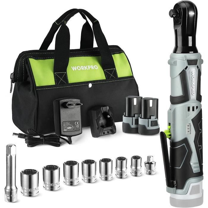 Clé à Cliquet Électrique Portable 12V 3/8'' - 40N.m Avec 2 Batteries 1500mAh - Idéale Réparation Auto Et Tuyauterie