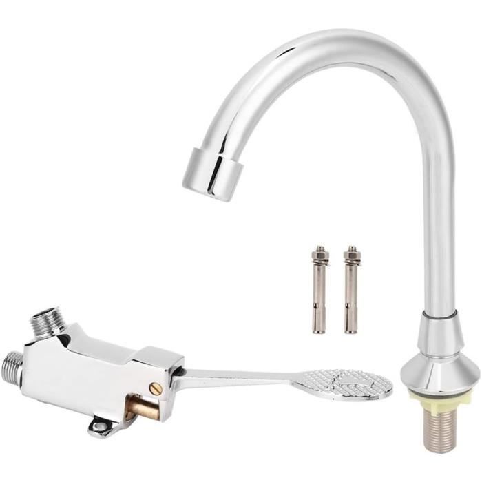 Robinet Évier à Pédale En Laiton Chromé - Commande Au Pied Pour Laboratoire Ou Cuisine Pro