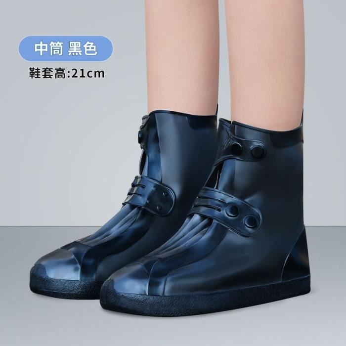 Noir 2 - L 38-39 - Couvre-chaussures en Silicone épais, Imperméable,  Antidérapant, Résistant à l'usure, Pour