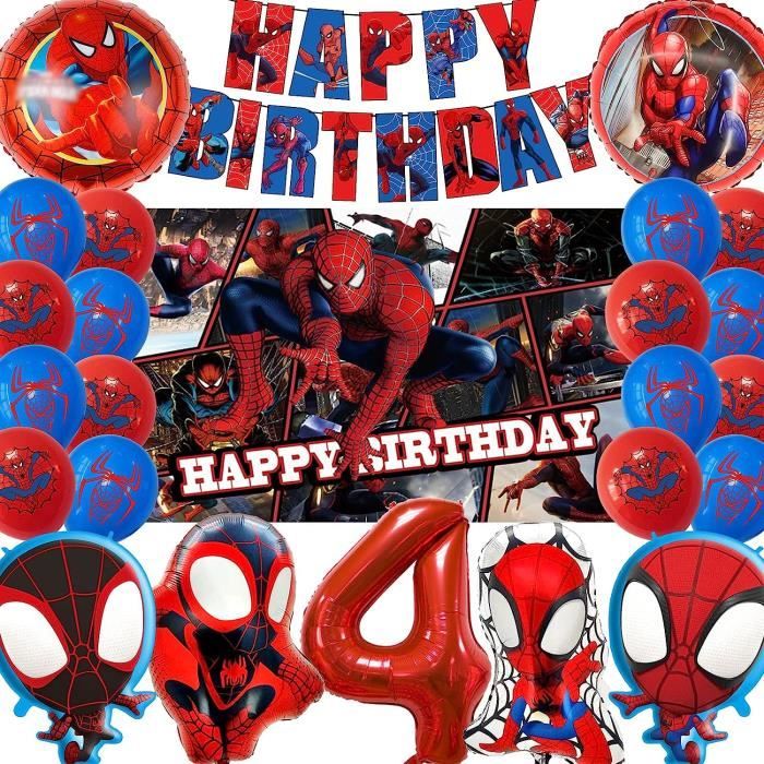 Decoration Anniversaire Spiderma Set, Decoration Anniversaire Spiderma 4 Ans,  Enfant Ballons Anniv Spiderma, Spider Man Toile[u5113] - Cdiscount Maison