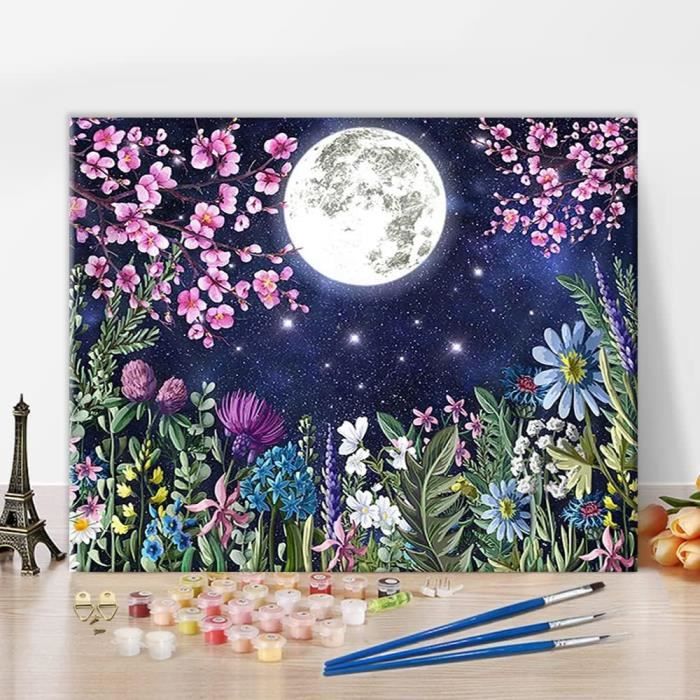 Dabble Kit peinture par numéro adulte débutant Premium, peinture de qualité  pour adultes sur cadre de toile, fleurs, plantes - Star Girl