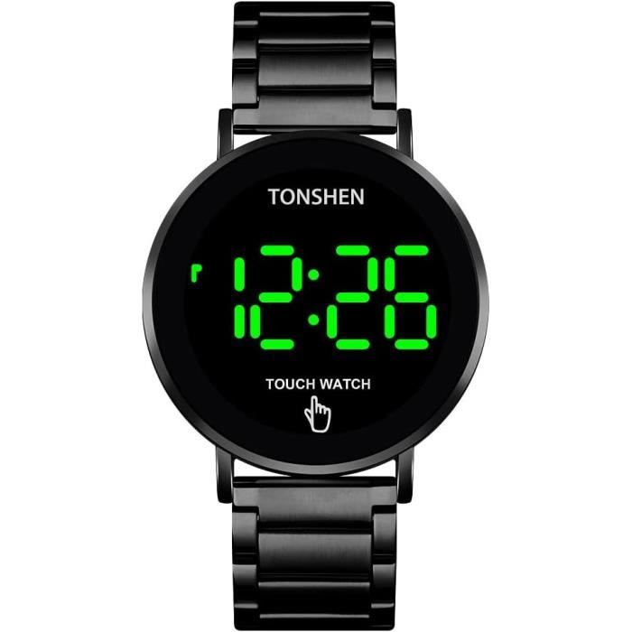 Homme Acier Inoxydable Led lectronique Date Digitale Montre Homme