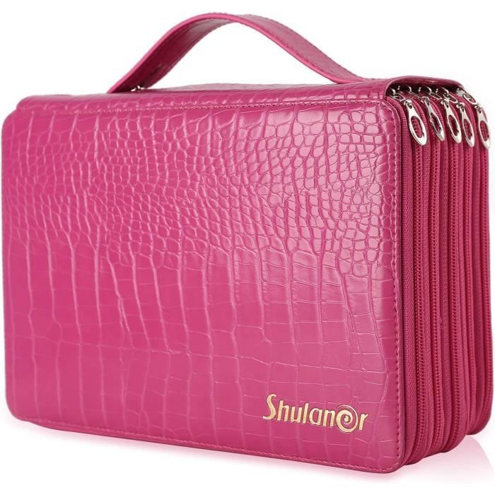 Grande trousse rose à deux niveaux avec poignée, trousse en toile de grande capacité pour le bureau, l'école et les voyages | Leroy Merlin