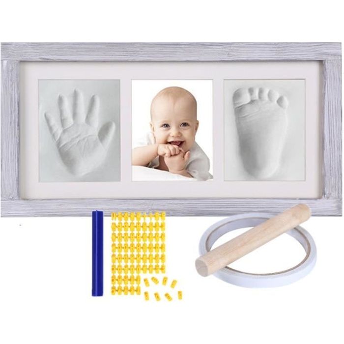 Cadre Photo A Double Empreinte Pour Votre Bebe Cadre Empreintes Bebe Avec Tampon De Date Et De Nom Cdiscount Maison