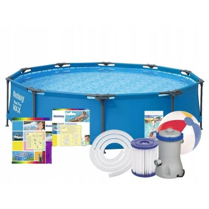 10 Cm Au Dessus Du Sol 12in1 Jardin Piscine + pompe 305 cm 10 ft (environ 3.05 m) Rond cadre