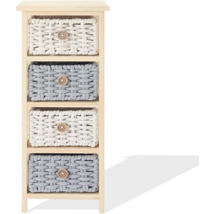 Commode Moderne 4 tiroirs Beige Blanc Gris Rebecca Pour Salon