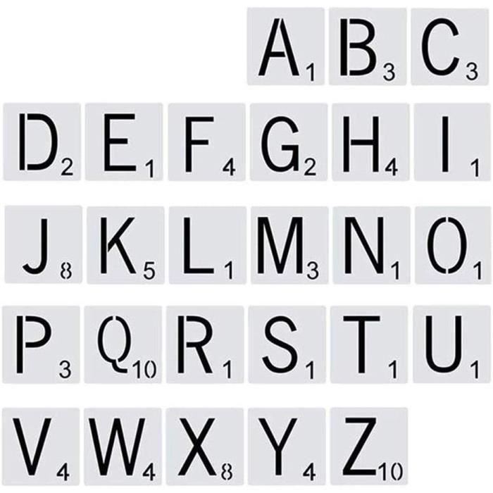 Lot de 36 pochoirs de lettres de l'alphabet et chiffres pour peinture sur bois, mur, porte, porche - 7,6 cm