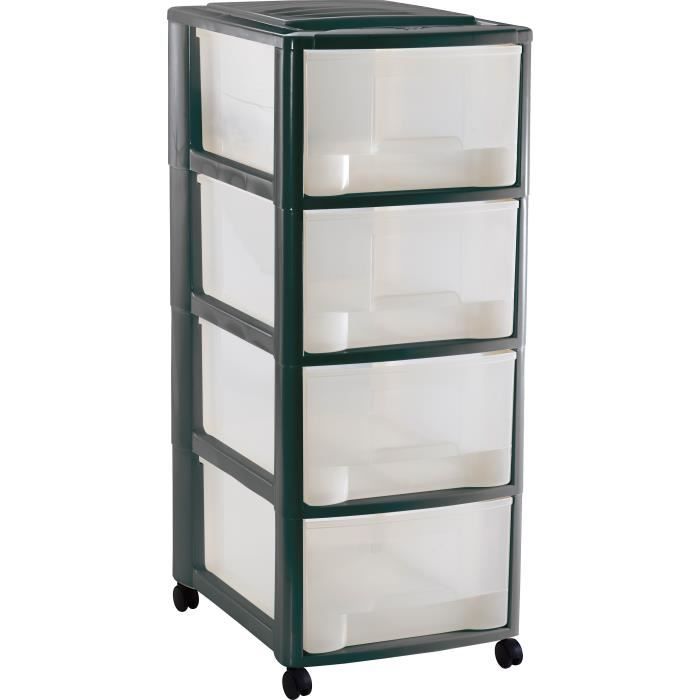 Tour De Rangement A4 4 Tiroirs Anthracite L 37 X P 27 X H 65