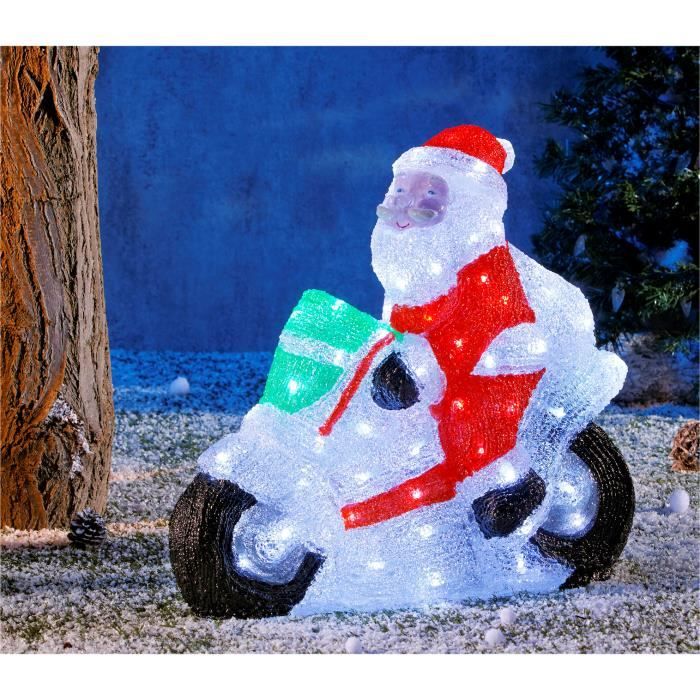 Superbe décoration de Noël ! - Père Noël sur sa moto - Lumineux